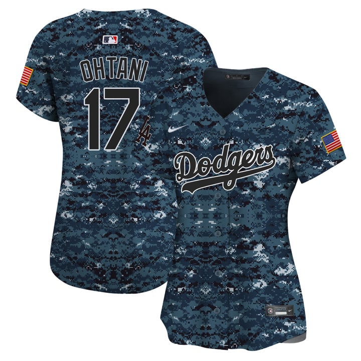 Women Los Angeles Dodgers 17 Ohtani Camo Stitched 2025 Jersey style 2